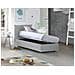 Letto Singolo Marina, Letto Contenitore Con Rivestimento In Tessuto, 100% Made In Italy, Apertura Laterale, Adatto Per Materasso Cm 80x190, Bianco - Foto miniatura 3
