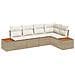 Set da giardino a 5 pezzi con cuscini beige Polyrattan Acacia - Foto miniatura 1
