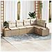 Set da giardino a 5 pezzi con cuscini beige Polyrattan Acacia - Foto miniatura 2