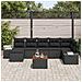 Set di mobili da giardino composto da 8 pezzi con cuscini neri in polyrattan e acacia - Foto miniatura 3