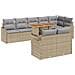 Set di Divani da Giardino 9 Pezzi con Cuscini Beige Polirattan Acacia, Divano da Giardino 2 Posti con Cuscini Beige Polirattan - Foto miniatura 1