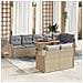 Set di Divani da Giardino 9 Pezzi con Cuscini Beige Polirattan Acacia, Divano da Giardino 2 Posti con Cuscini Beige Polirattan - Foto miniatura 2