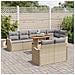 Set di Divani da Giardino 9 Pezzi con Cuscini Beige Polirattan Acacia, Divano da Giardino 2 Posti con Cuscini Beige Polirattan - Foto miniatura 3