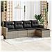 Set Divano da Giardino 5pz con Cuscini Grigio Chiaro Polyrattan - Foto miniatura 2