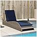 Lettino Prendisole con Cuscino Grigio 60x205x73 cm in Polyrattan - Foto miniatura 2