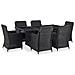 Set da Pranzo da Giardino 7 pz in Polyrattan Nero - Foto miniatura 1