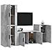 Set Di Mobili Porta Tv 4 Pz Grigio Cemento In Legno Multistrato - Foto miniatura 3