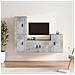 Set Di Mobili Porta Tv 4 Pz Grigio Cemento In Legno Multistrato - Foto miniatura 1