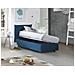 Letto Singolo Marina, Letto Contenitore Con Rivestimento In Tessuto, 100% Made In Italy, Apertura Laterale, Adatto Per Materasso Cm 80x190, Blu - Foto miniatura 3