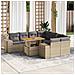 Set Divano Da Giardino 9 Pz Con Cuscini Beige In Polyrattan - Foto miniatura 8