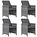 Set Pranzo da Giardino 9 pz con Cuscini in Polyrattan Grigio - Foto miniatura 4