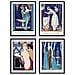 Set Di 4 Stampe Toni Blu Vintage. Poster Con Opere D'arte Art Deco Dell'artista Francese George Barbier. Decorazione D'interni Senza Cornice A3 - Foto miniatura 1