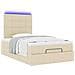 Struttura Letto Pouf con Materasso Crema 120x200 cm in Tessuto - Foto miniatura 5