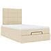 Struttura Letto Pouf con Materasso Crema 120x200 cm in Tessuto - Foto miniatura 6