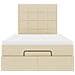 Struttura Letto Pouf con Materasso Crema 120x200 cm in Tessuto - Foto miniatura 7