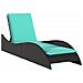 Lettino prendisole con cuscino nero 60x205x73 cm in polyrattan - Foto miniatura 1