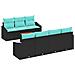 Set Divano da Giardino con cuscino 8 pcs Nero polyrattan - Foto miniatura 1