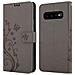 Custodia Compatibile Con Samsung Galaxy S10 Plus In Grigio Fiore - Coperchio Protettivo In Design Floreale Con Chiusura Magnetica, Funzione Stand E Slot Per Carte - Foto miniatura 10