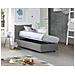 Letto Singolo Marina, Letto Contenitore Con Rivestimento In Tessuto, 100% Made In Italy, Apertura Laterale, Adatto Per Materasso Cm 80x190, Grigio - Foto miniatura 3