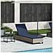 Lettino Prendisole con Cuscini Grigio 55x200x25,5cm Polyrattan - Foto miniatura 1