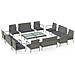 Lusso Casadino -  Set Divani Da Giardino 16 Pz Con Cuscini In Polyrattan Grigio - Foto miniatura 1