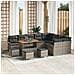 Set Divano da Giardino  13 Pezzi con Cuscini Grigio in Rattan Polirattan Acacia, Set da Pranzo Giardino  4 Pezzi con Cuscini Grigio in Rattan Polirattan Acacia, Divano da Giardino per 2 Persone  con Cuscini Grigio in Rattan Polirattan - Foto miniatura 2