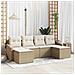 Set Divano da Giardino 6 Pezzi con Cuscini Beige Polyrattan - Foto miniatura 2