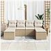 Set Divano da Giardino 6 Pezzi con Cuscini Beige Polyrattan - Foto miniatura 3