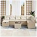 Set divano da giardino 9 pezzi con cuscini rattan polietilene beige - Foto miniatura 3