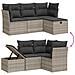 Set Divano da Giardino 4pz con Cuscini Grigio Chiaro Polyrattan - Foto miniatura 3