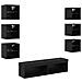 Mobile TV con luci a strisce a LED 8 pcs Rovere Nero Vetro - Foto miniatura 1