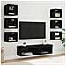 Mobile TV con luci a strisce a LED 8 pcs Rovere Nero Vetro - Foto miniatura 2