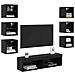 Mobile TV con luci a strisce a LED 8 pcs Rovere Nero Vetro - Foto miniatura 3