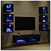 Mobile TV con luci a strisce a LED 8 pcs Rovere Nero Vetro - Foto miniatura 5