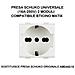 Presa Schuko Universale (16a-250v) 2 Moduli Compatibile Bticino Matix Bianco - Foto miniatura 1