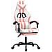 Sedia da Gaming Girevole Poggiapiedi Bianca e Rosa Similpelle - Foto miniatura 1