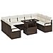 Set di Sofà da Giardino  10 Pezzi con Cuscini Polyrattan Marrone, Divano da Giardino  2 Posti con Cuscini Polyrattan Marrone - Foto miniatura 1