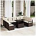 Set di Sofà da Giardino  10 Pezzi con Cuscini Polyrattan Marrone, Divano da Giardino  2 Posti con Cuscini Polyrattan Marrone - Foto miniatura 2