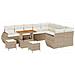 Set Divano da Giardino in 12 Pezzi con Cuscini Beige Rattan Poli Acacia,  Set da Pranzo da Giardino in 3 Pezzi con Cuscini Beige Rattan Poli Acacia - Foto miniatura 1