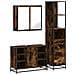 Set Mobili da Bagno 3 pz Rovere Fumo in Legno Multistrato - Foto miniatura 1