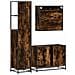 Set Mobili da Bagno 3 pz Rovere Fumo in Legno Multistrato - Foto miniatura 7