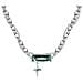 Catena Argento Unisex Con Cristallo Verde Alla Moda Elegante 26.5cm Regalo - Foto miniatura 1