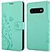 Custodia Compatibile Con Samsung Galaxy S10 Plus In Turchese Fiore - Coperchio Protettivo In Design Floreale Con Chiusura Magnetica, Funzione Stand E Slot Per Carte - Foto miniatura 2
