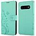 Custodia Compatibile Con Samsung Galaxy S10 Plus In Turchese Fiore - Coperchio Protettivo In Design Floreale Con Chiusura Magnetica, Funzione Stand E Slot Per Carte - Foto miniatura 10