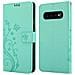 Custodia Compatibile Con Samsung Galaxy S10 Plus In Turchese Fiore - Coperchio Protettivo In Design Floreale Con Chiusura Magnetica, Funzione Stand E Slot Per Carte - Foto miniatura 11