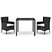 Set Da Pranzo Da Giardino 3 Pz Con Cuscini Nero In Polyrattan - Foto miniatura 2