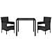 Set Da Pranzo Da Giardino 3 Pz Con Cuscini Nero In Polyrattan - Foto miniatura 3