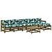 Set Divani Da Giardino 7pz Con Cuscini Legno Impregnato Di Pino - Foto miniatura 1