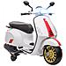 Moto Elettrica per Bambini a Licenza Vespa con Rotelle, Fanale e Musica, in PP e Metallo, 107x47x73 cm, Bianco - Foto miniatura 1