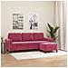Divano a 3 Posti con Poggiapiedi Rosso Vino 180 cm in Velluto - Foto miniatura 2